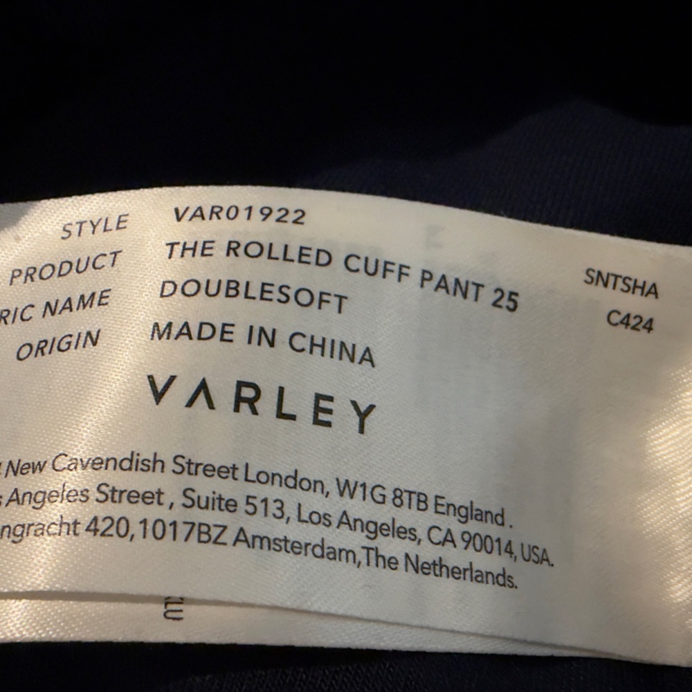 Varley DoubleSoft Pants XL Navy Rolled Cuff Travel Set Matching Top Available - Picture 6 of 9